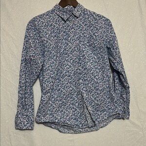 J. Crew Factory Blue and Lavender Floral Button Down Shirt. Size small